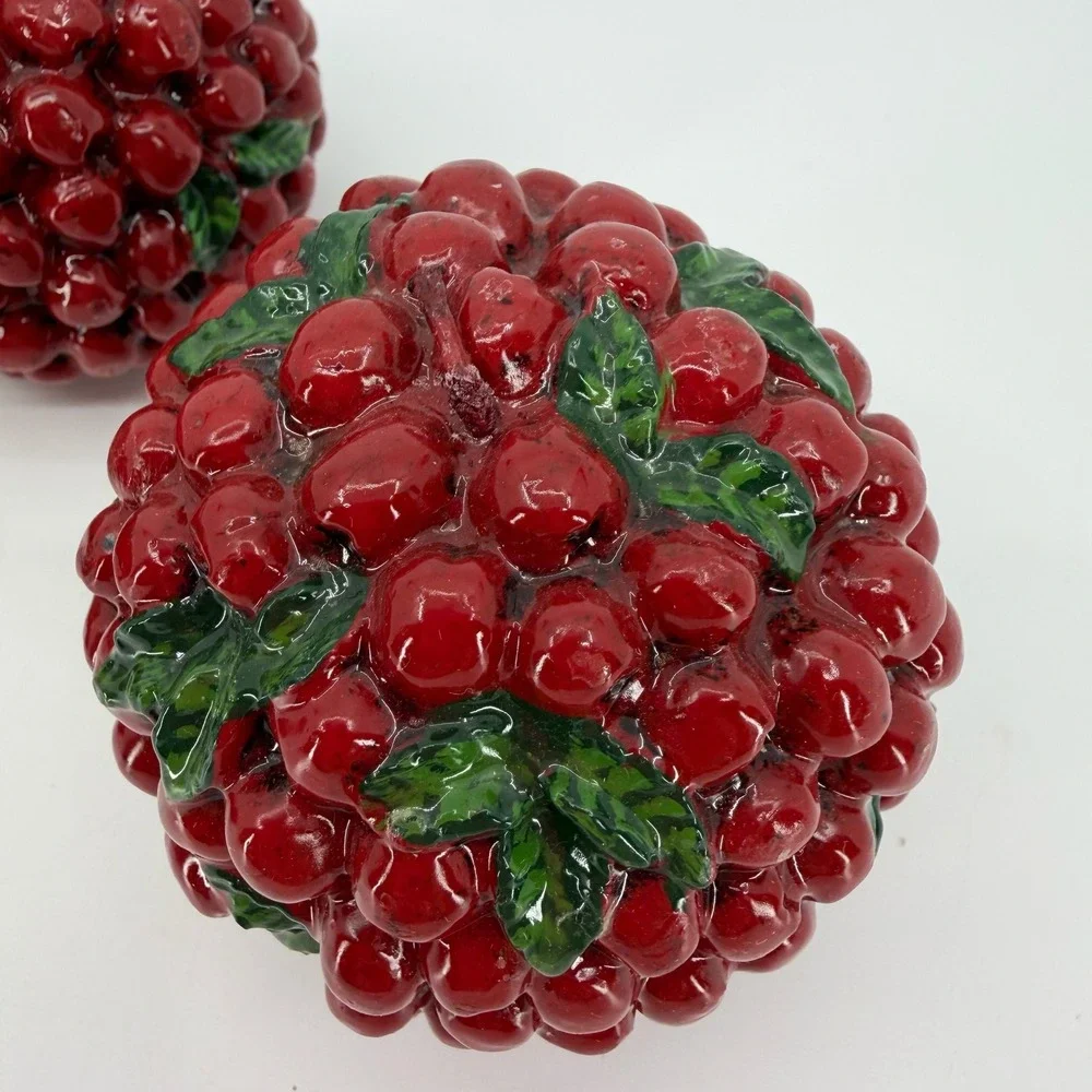 Vtg Harry and David Cranberry Candles SET of 4 Balls 3